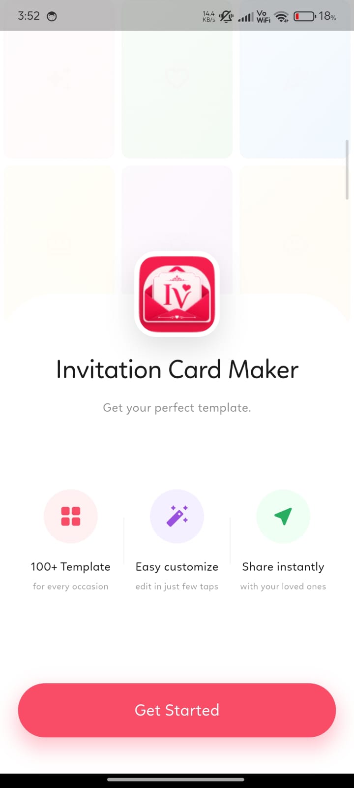 InviteVeda welcome screen