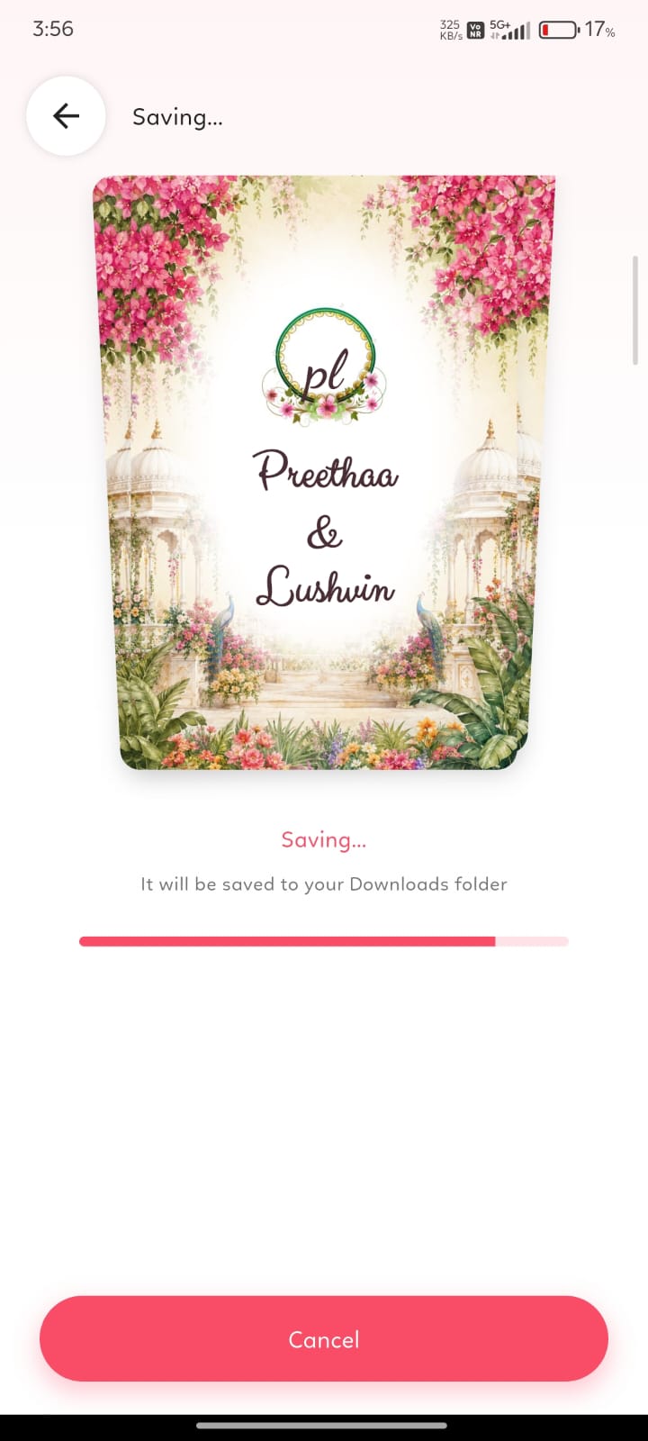 Saving PDF progress screen