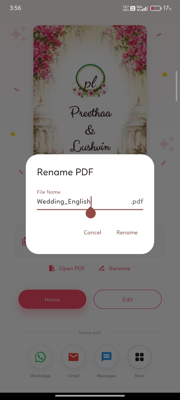 Rename PDF dialog