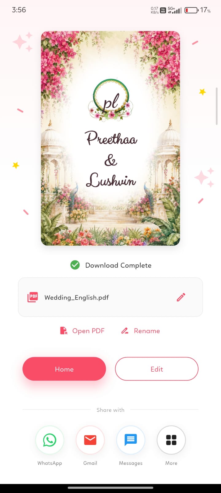 Download complete and share screen
